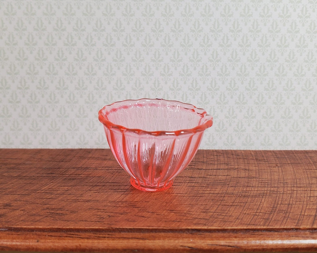 Dollhouse Glass Serving Bowl Large 1:12 Scale Miniature Light Pink - MiniatureCrush