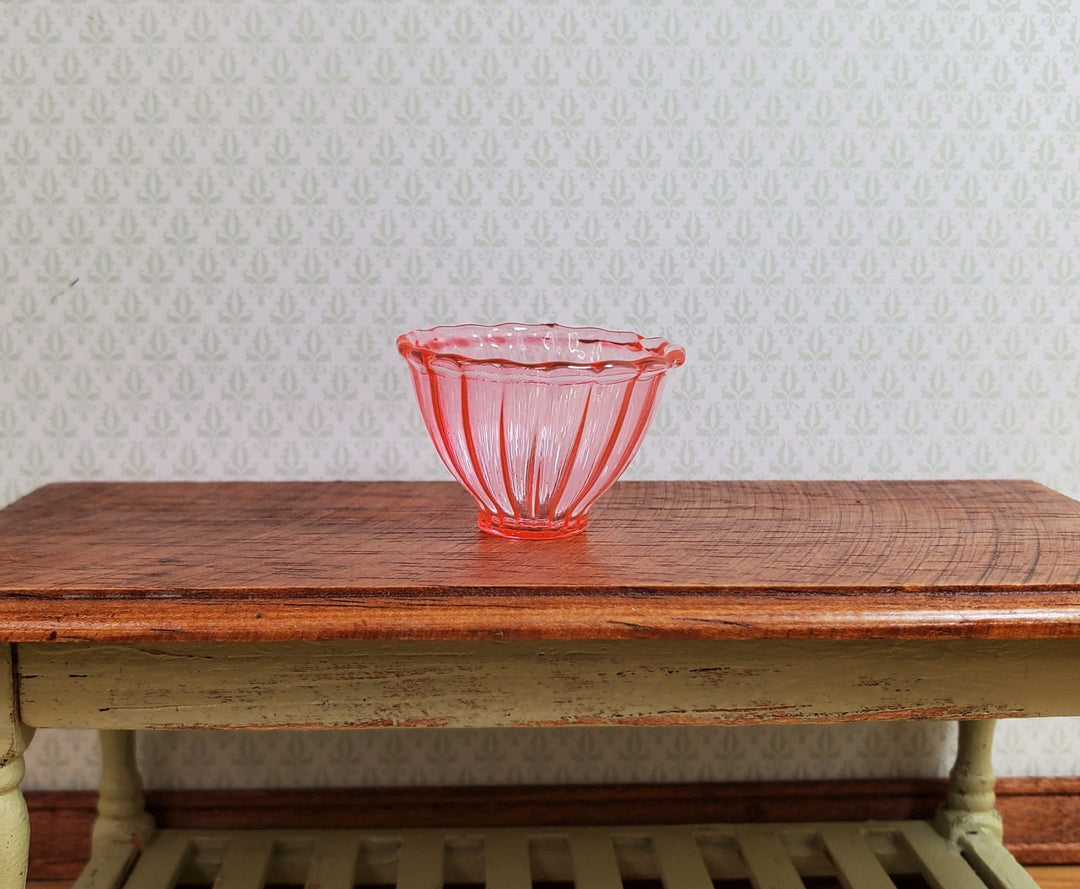 Dollhouse Glass Serving Bowl Large 1:12 Scale Miniature Light Pink - MiniatureCrush