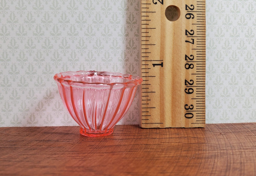 Dollhouse Glass Serving Bowl Large 1:12 Scale Miniature Light Pink - MiniatureCrush