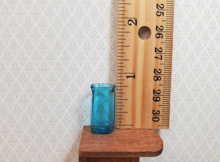 Dollhouse Glass Square Vase Aqua Color 1:12 Scale some color flaws - MiniatureCrush