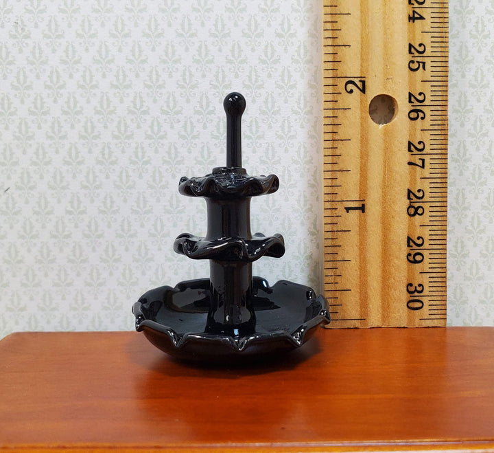 Dollhouse Glass Tiered Serving Tray for Treats Black Glass 1:12 Scale Miniature - MiniatureCrush