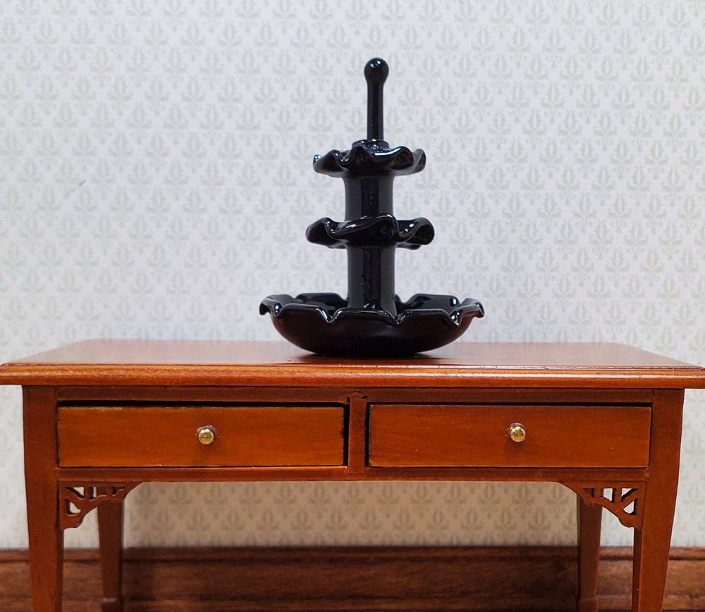 Dollhouse Glass Tiered Serving Tray for Treats Black Glass 1:12 Scale Miniature - MiniatureCrush