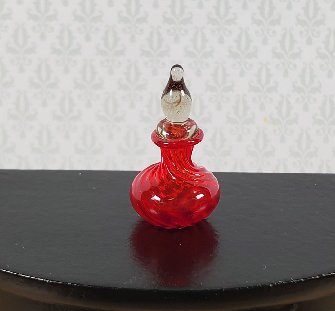 Dollhouse Glass Vase with Stopper Deep Red Hand Blown Glass 1:12 Scale Miniature - Miniature Crush