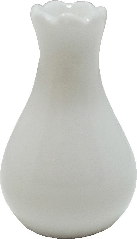 Dollhouse Glazed White Ceramic Fluted Vase 1:12 Scale Miniature - MiniatureCrush