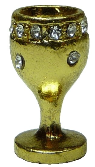 Dollhouse Gold Chalice Goblet with Diamond Band 1:12 Scale Miniature - MiniatureCrush