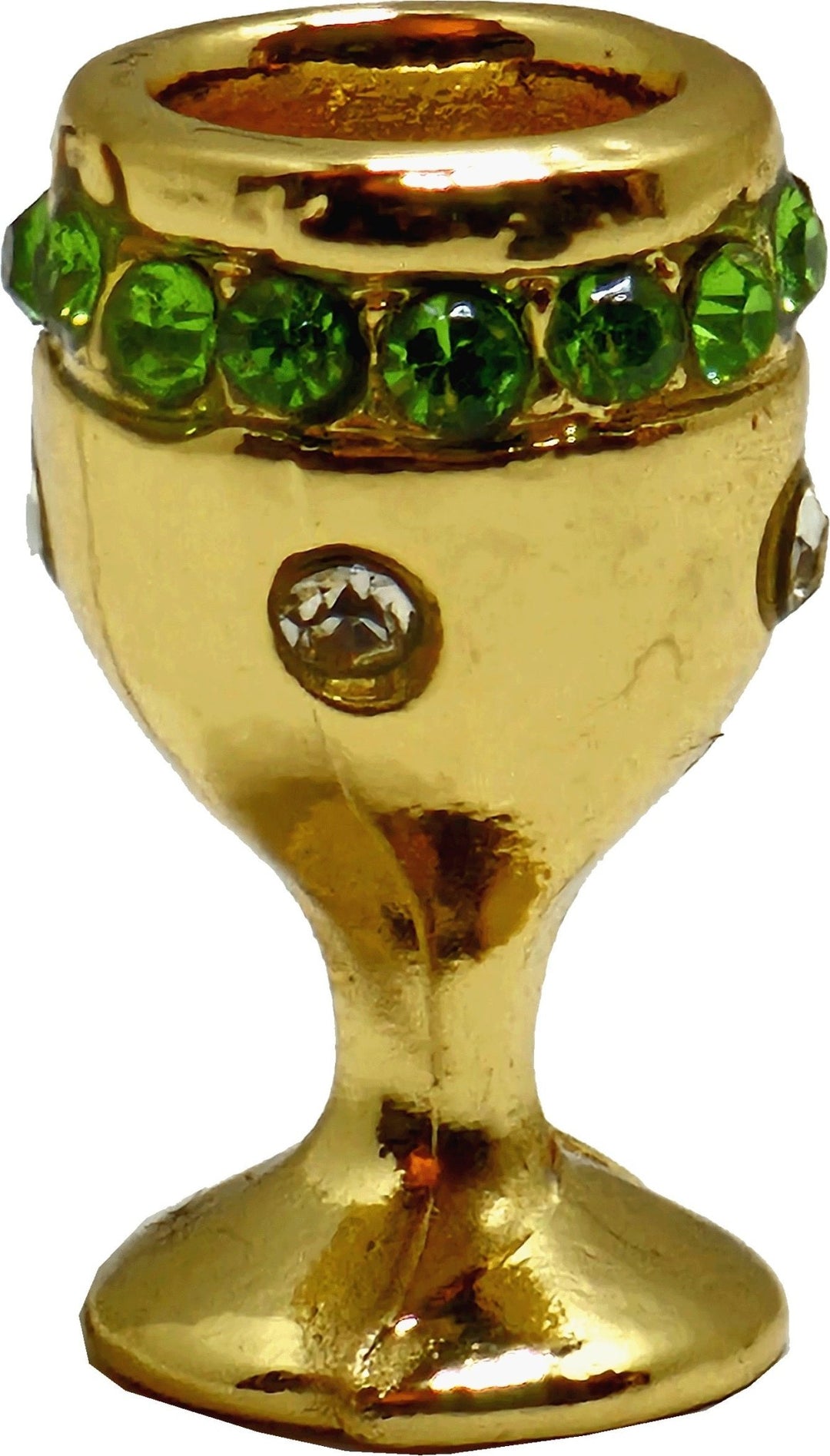 Dollhouse Gold Chalice Goblet with Emeralds and Diamonds 1:12 Scale Miniature - MiniatureCrush