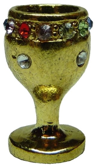 Dollhouse Gold Chalice Goblet with Rainbow Jewel Band 1:12 Scale Miniature - MiniatureCrush