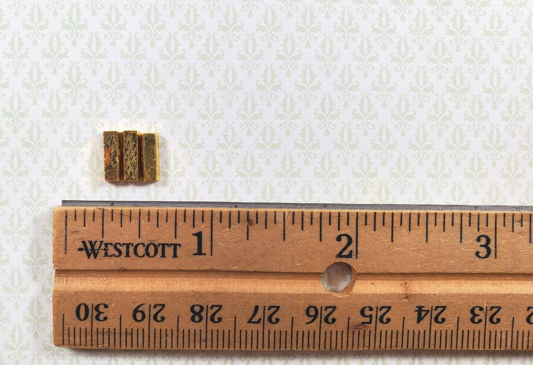 Dollhouse Gold Metal Bullion Bars Set of 3 1:12 Scale Miniature - MiniatureCrush
