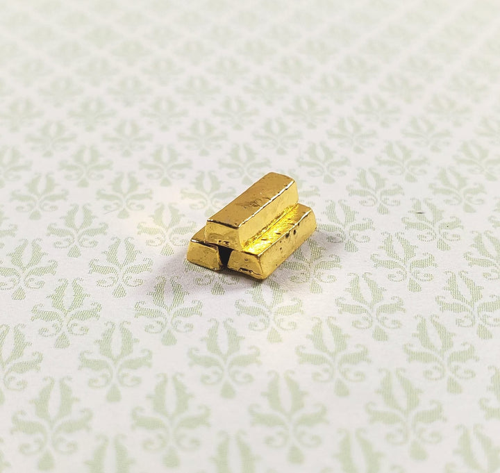 Dollhouse Gold Metal Bullion Bars Set of 3 1:12 Scale Miniature - MiniatureCrush