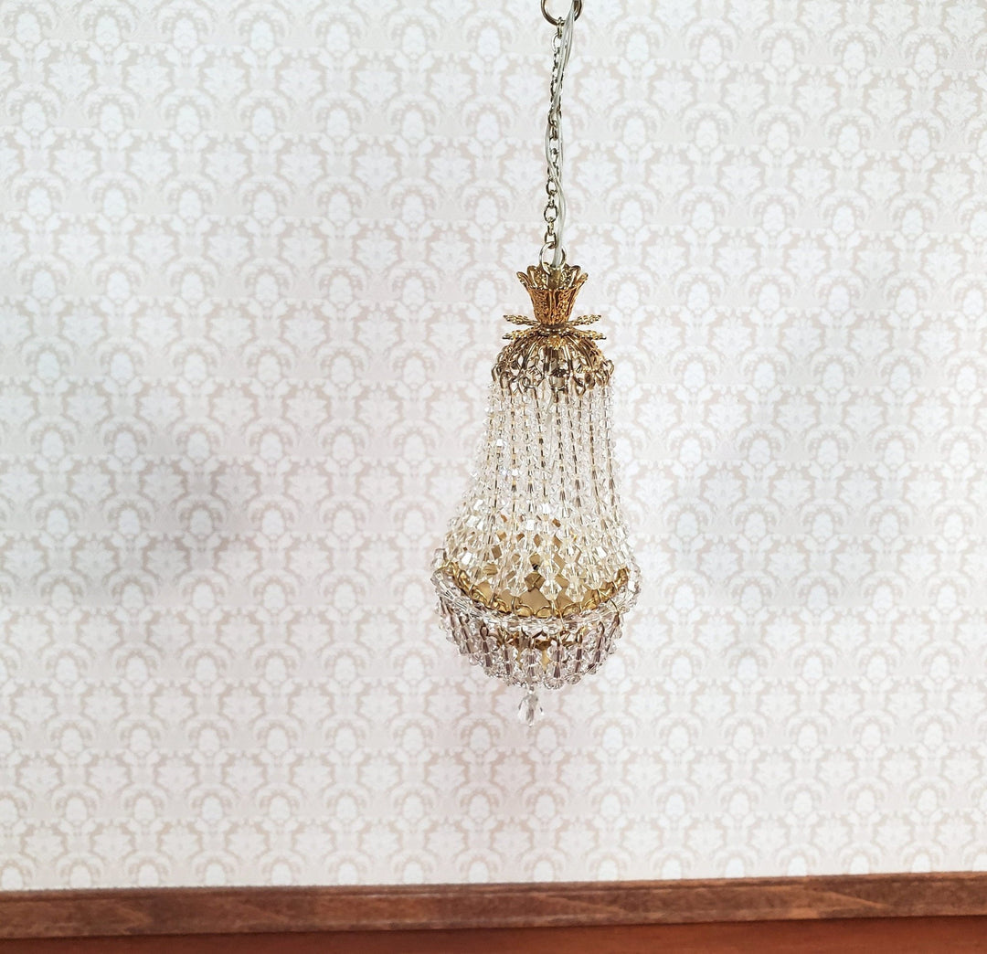 Dollhouse Grand Chandelier "Chloe" Real Glass Crystals 12 Volt 1:12 Scale Miniature - Miniature Crush