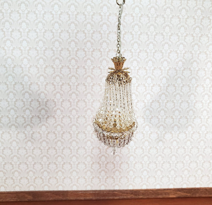 Dollhouse Grand Chandelier "Chloe" Real Glass Crystals 12 Volt 1:12 Scale Miniature - Miniature Crush