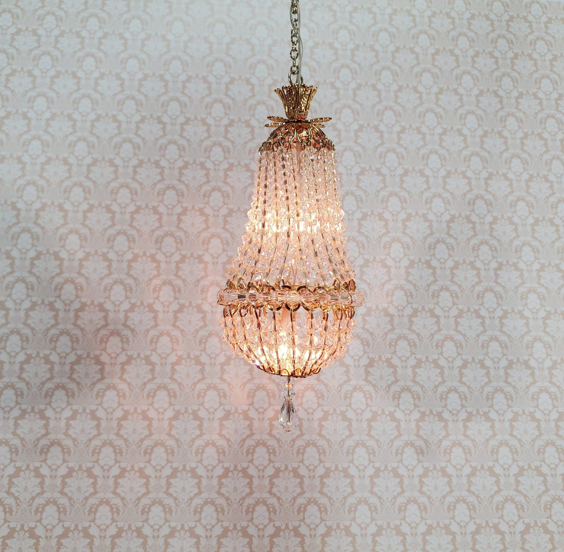 Dollhouse Grand Chandelier "Chloe" Real Glass Crystals 12 Volt 1:12 ...