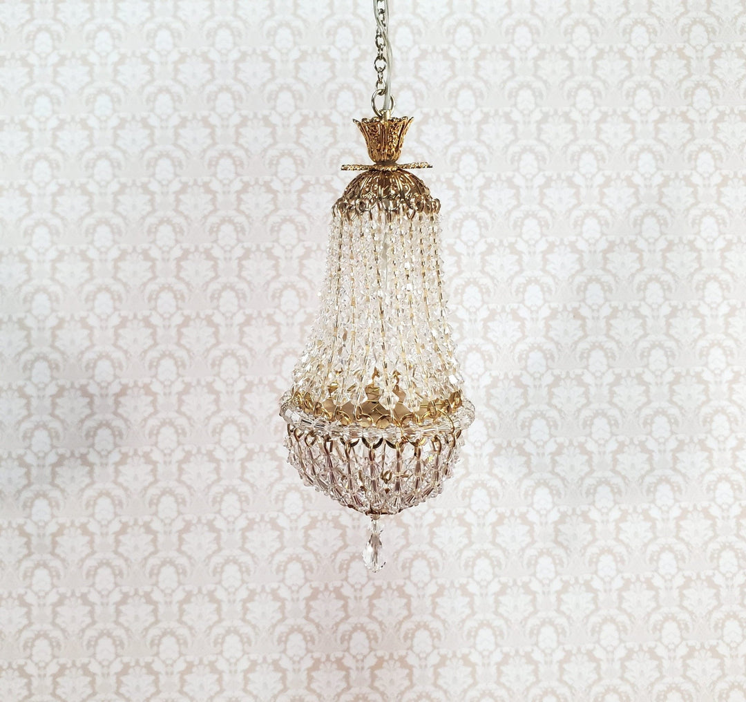 Dollhouse Grand Chandelier "Chloe" Real Glass Crystals 12 Volt 1:12 Scale Miniature - Miniature Crush