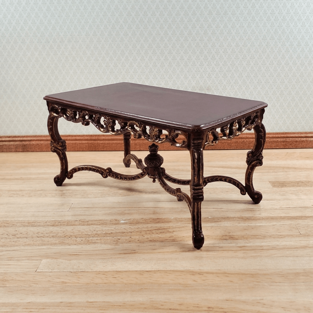 Dollhouse Grand Dining Table by Hansson 1:12 Scale Miniature Mahogany Finish - MiniatureCrush