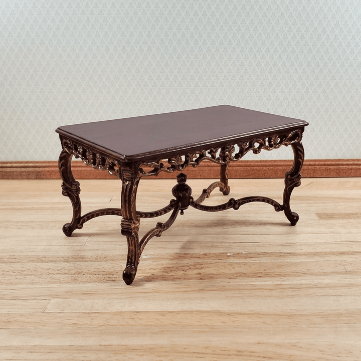Dollhouse Grand Dining Table by Hansson 1:12 Scale Miniature Mahogany Finish - MiniatureCrush