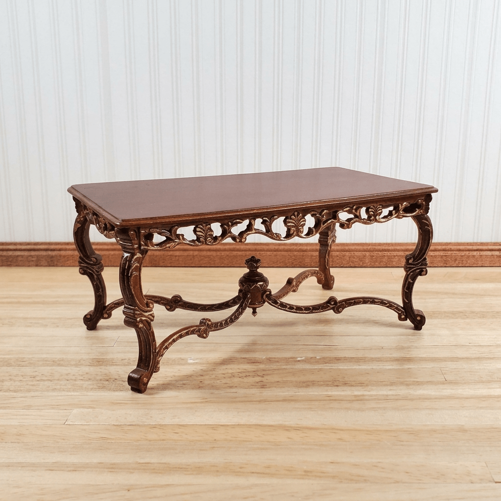 Dollhouse Grand Dining Table by Hansson 1:12 Scale Miniature Walnut Finish - MiniatureCrush