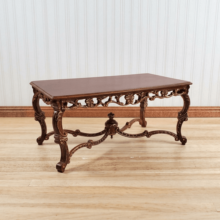 Dollhouse Grand Dining Table by Hansson 1:12 Scale Miniature Walnut Finish - MiniatureCrush