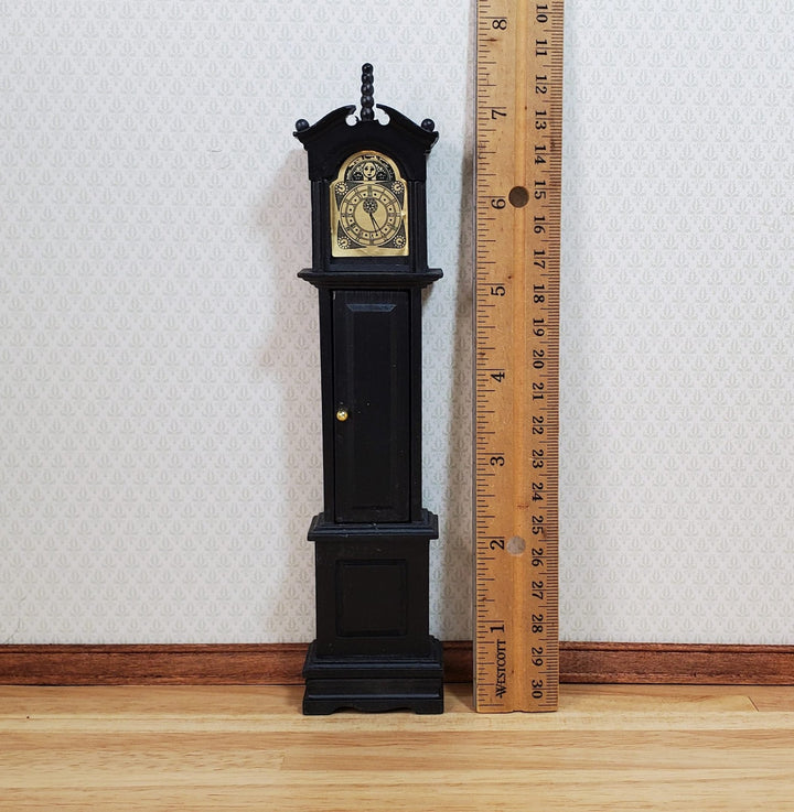 Dollhouse Grandfather Clock Opens BLACK Wood 1:12 Scale Miniature Furniture - MiniatureCrush