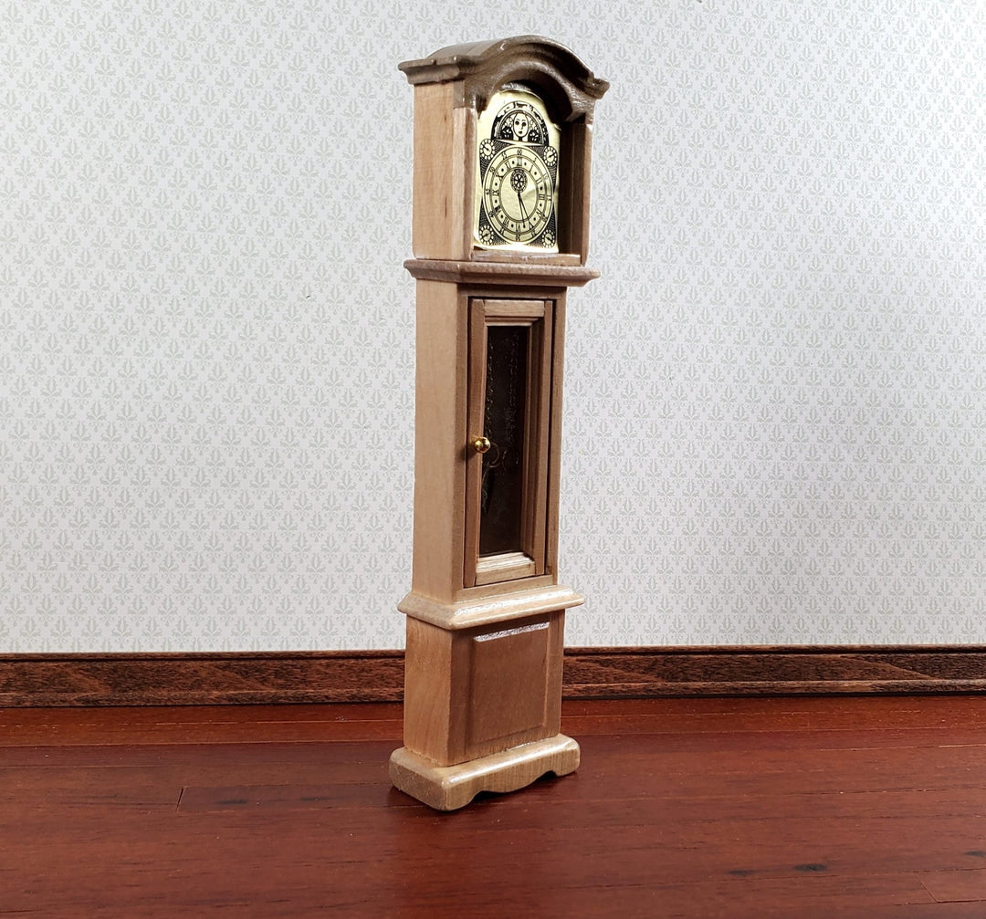 Dollhouse Grandfather Clock Opens Light Oak 1:12 Scale Miniature Furniture - Miniature Crush