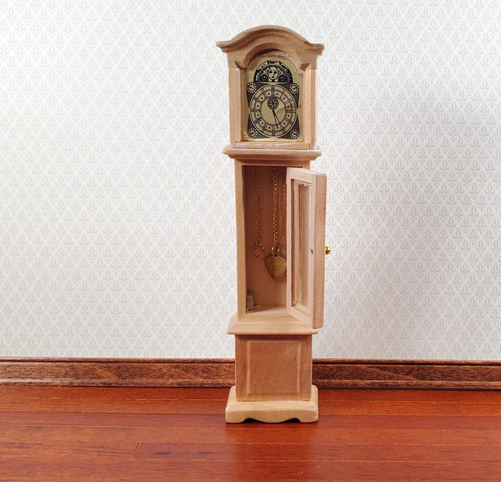 Dollhouse Grandfather Clock Opens Light Oak 1:12 Scale Miniature Furniture - Miniature Crush