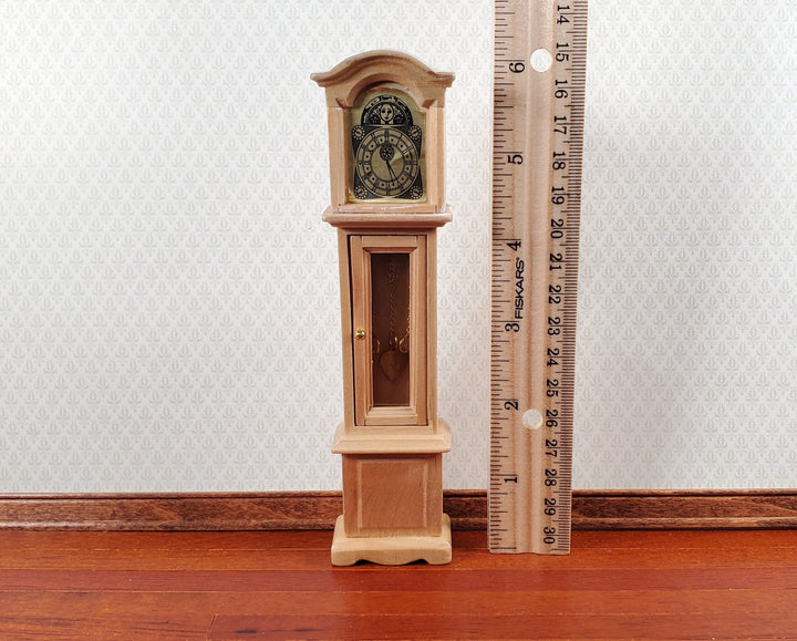 Dollhouse Grandfather Clock Opens Light Oak 1:12 Scale Miniature Furniture - Miniature Crush