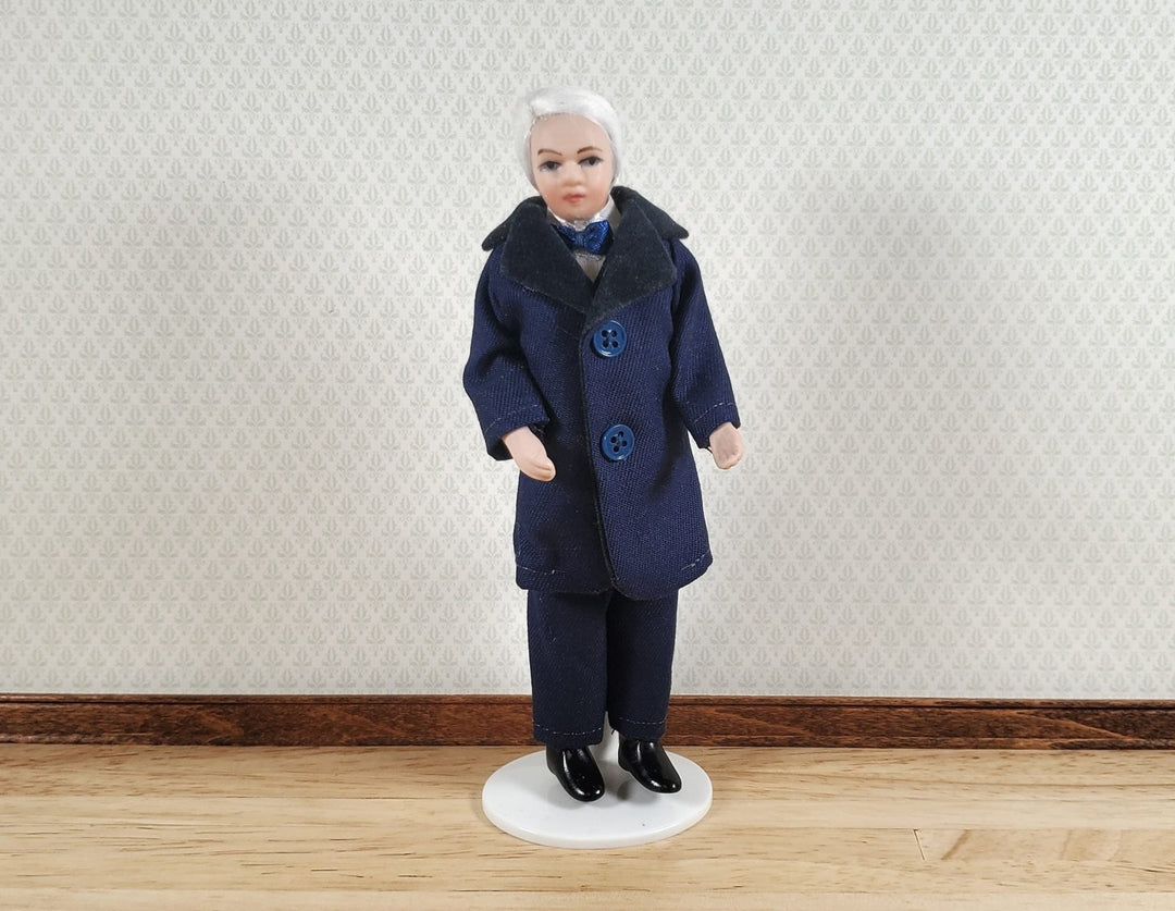 Dollhouse Grandpa Grandfather Porcelain Doll Sophisticated 1:12 Scale Miniature - Miniature Crush