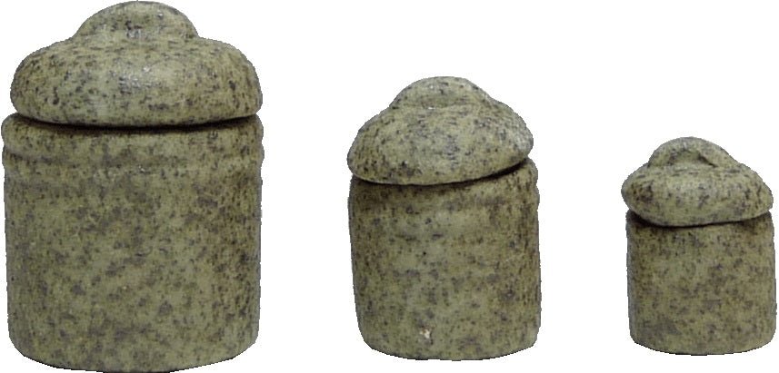 Dollhouse Graniteware Canister Set Removable Lids Set of 3 1:12 Scale Miniature - MiniatureCrush