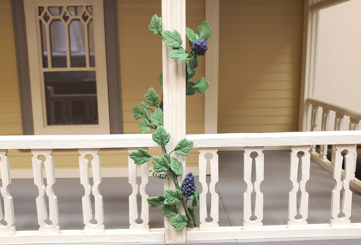 Dollhouse Grapevine with Purple Grape Bunches 1:12 Scale Miniature Garden Plants - MiniatureCrush