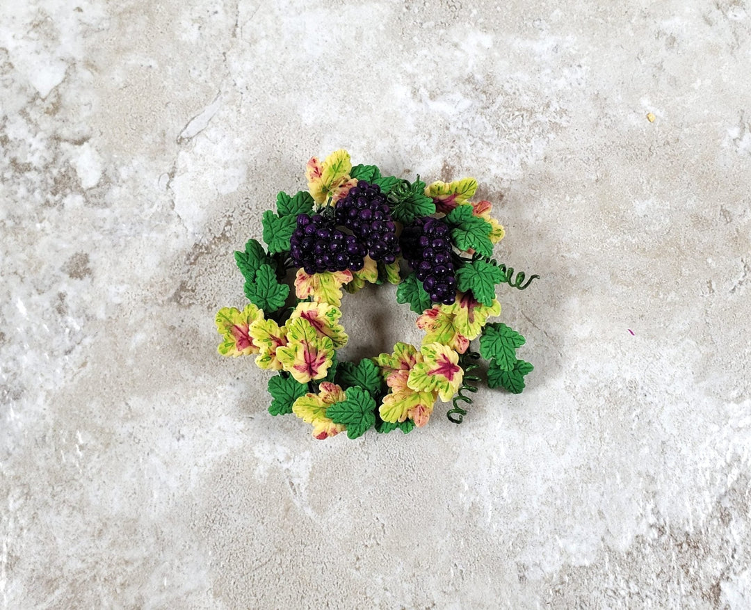 Dollhouse Grapevine Wreath with Purple Grapes 1:12 Scale Miniature - MiniatureCrush