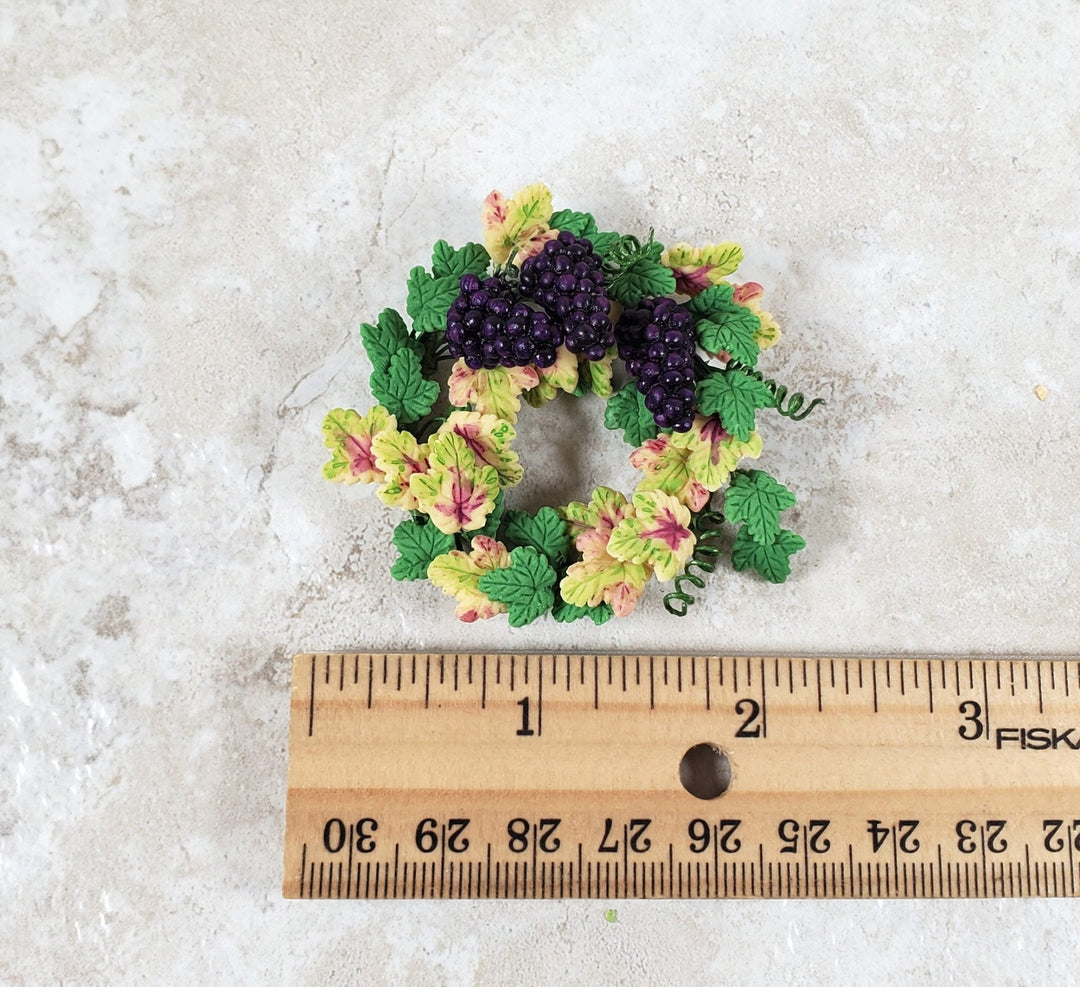 Dollhouse Grapevine Wreath with Purple Grapes 1:12 Scale Miniature - MiniatureCrush
