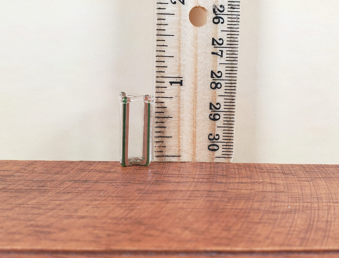 Dollhouse Green & Brown Striped Square Modern Vase 1:12 Scale Miniature Decor - MiniatureCrush