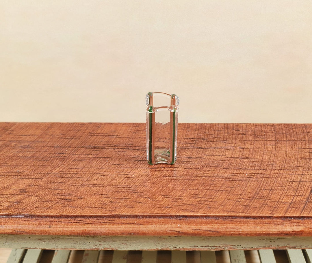 Dollhouse Green & Brown Striped Square Modern Vase 1:12 Scale Miniature Decor - MiniatureCrush