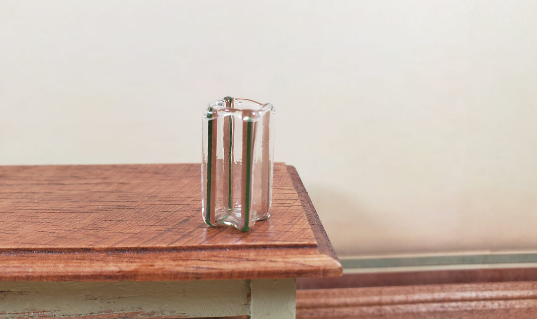 Dollhouse Green & Brown Striped Square Modern Vase 1:12 Scale Miniature Decor - MiniatureCrush