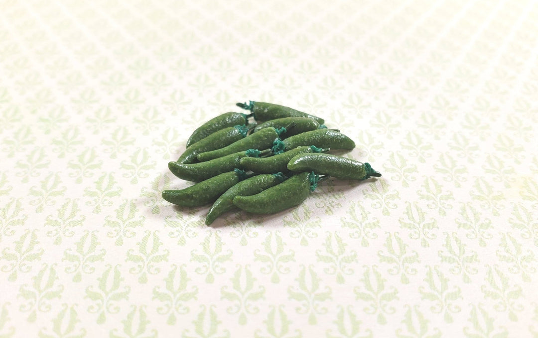 Dollhouse Green Chili Peppers Set of 12 1:12 Scale Miniature Food Kitchen Grocer - MiniatureCrush