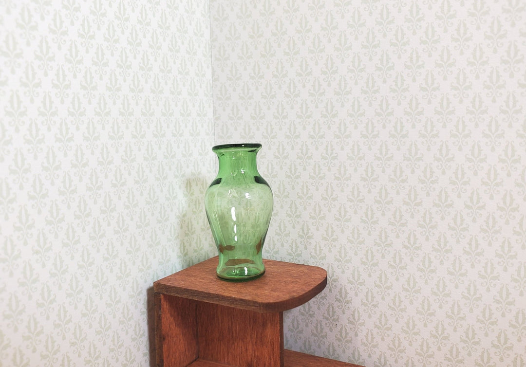 Dollhouse Green Glass Classic Pedestal Vase 1:12 Scale Miniature Decor Flowers - MiniatureCrush