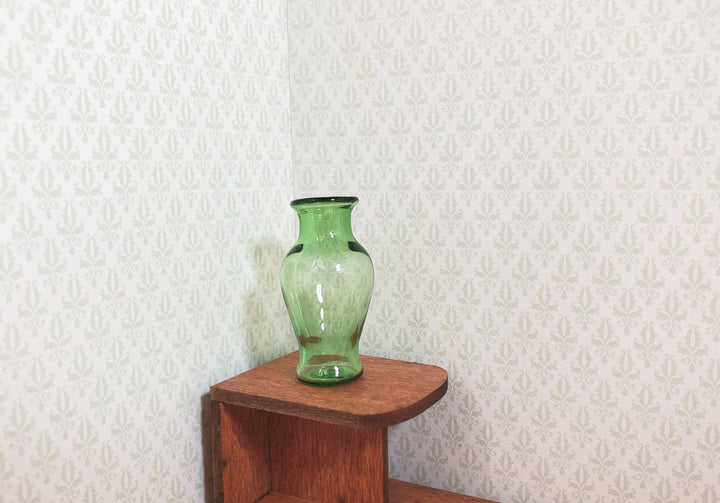 Dollhouse Green Glass Classic Pedestal Vase 1:12 Scale Miniature Decor Flowers - MiniatureCrush