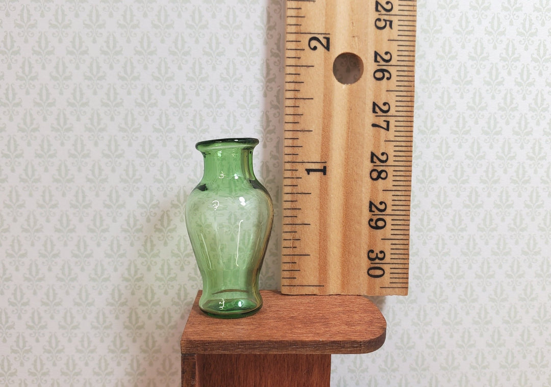 Dollhouse Green Glass Classic Pedestal Vase 1:12 Scale Miniature Decor Flowers - MiniatureCrush