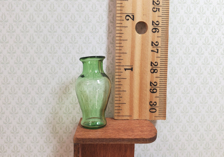 Dollhouse Green Glass Classic Pedestal Vase 1:12 Scale Miniature Decor Flowers - MiniatureCrush