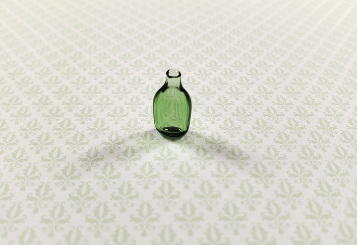 Dollhouse Green Glass Flask 1:12 Scale Miniature Kitchen - MiniatureCrush