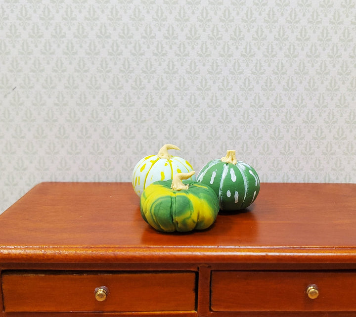 Dollhouse Green Gourds Set of 3 1:12 Scale Miniature Food Kitchen Fall Grocery - MiniatureCrush