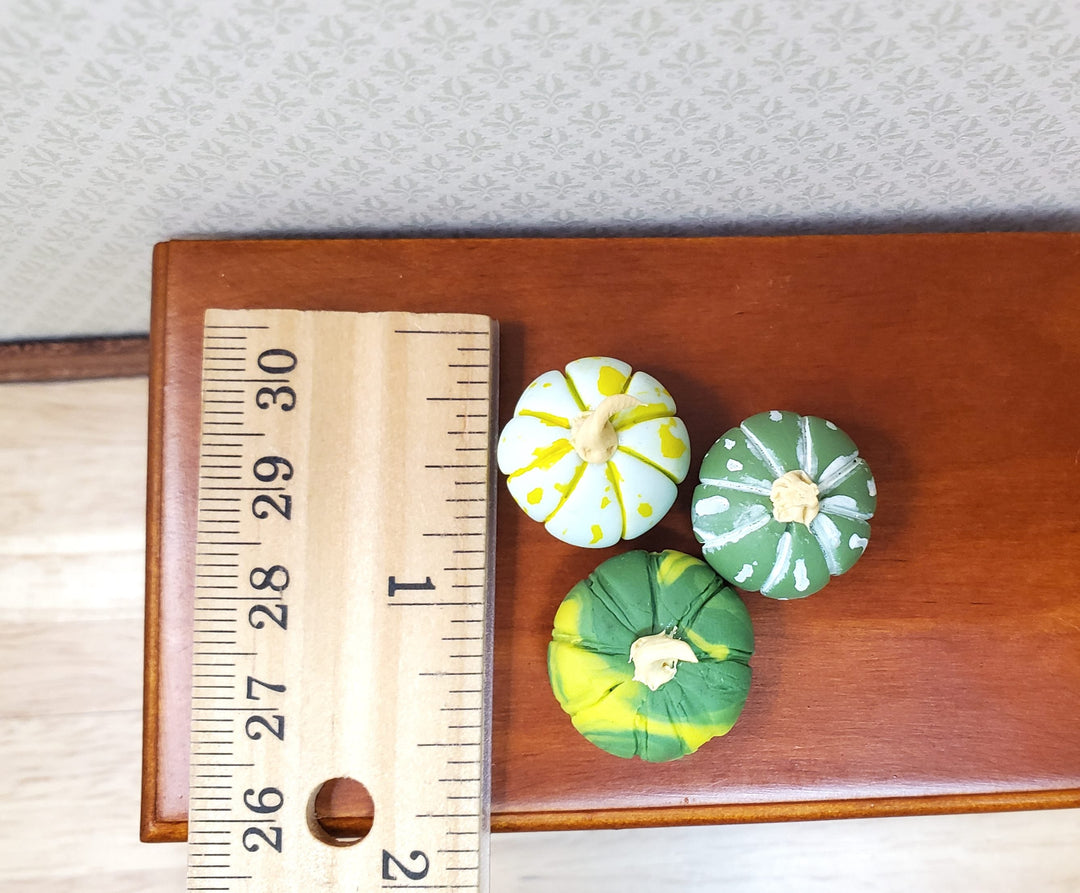 Dollhouse Green Gourds Set of 3 1:12 Scale Miniature Food Kitchen Fall Grocery - MiniatureCrush