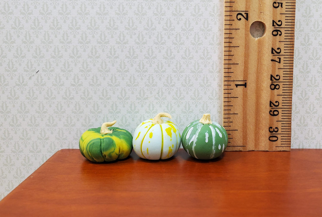 Dollhouse Green Gourds Set of 3 1:12 Scale Miniature Food Kitchen Fall Grocery - MiniatureCrush