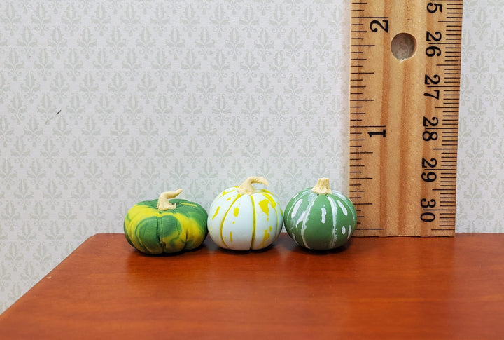 Dollhouse Green Gourds Set of 3 1:12 Scale Miniature Food Kitchen Fall Grocery - MiniatureCrush