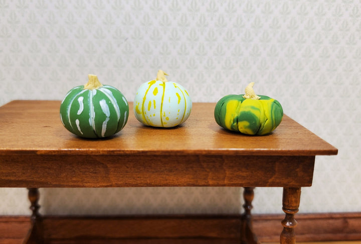 Dollhouse Green Gourds Set of 3 1:12 Scale Miniature Food Kitchen Fall Grocery - MiniatureCrush