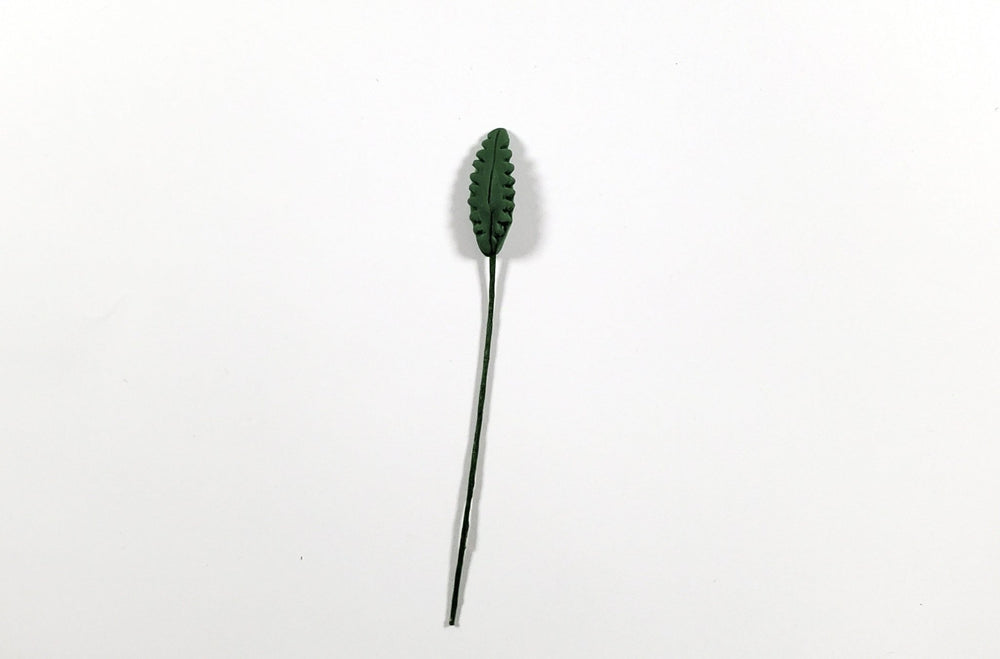 Dollhouse Green Leaves Long Stem Set of 10 Long Serrated 1:12 Scale Miniature - MiniatureCrush