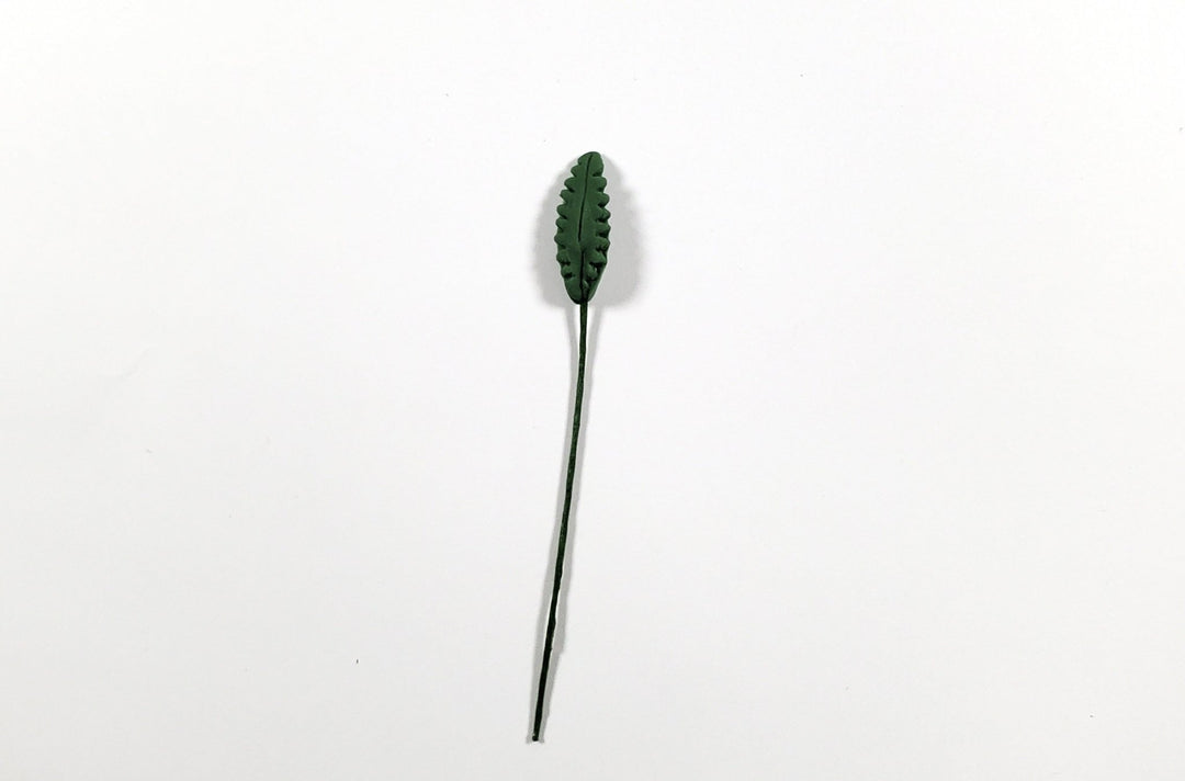 Dollhouse Green Leaves Long Stem Set of 10 Long Serrated 1:12 Scale Miniature - MiniatureCrush