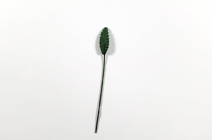 Dollhouse Green Leaves Long Stem Set of 10 Long Serrated 1:12 Scale Miniature - MiniatureCrush