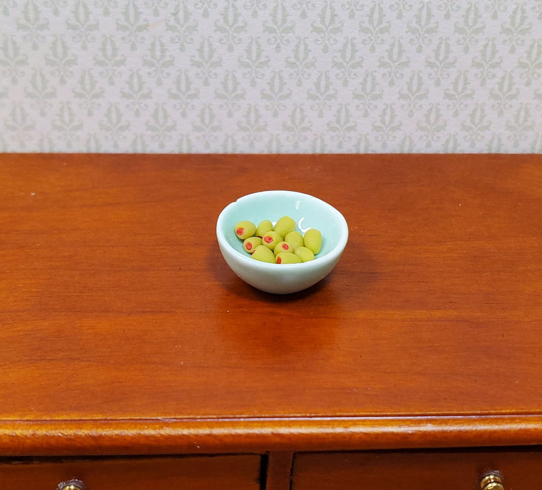 Dollhouse Green Olives with Pimento x12 1:12 Scale Miniature Food - MiniatureCrush