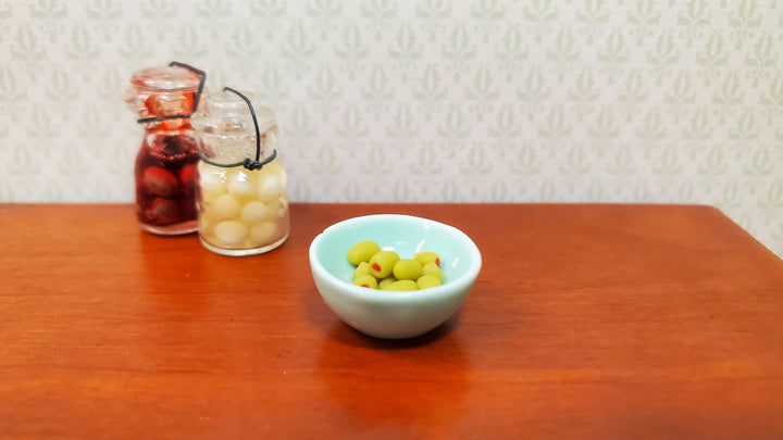 Dollhouse Green Olives with Pimento x12 1:12 Scale Miniature Food - MiniatureCrush