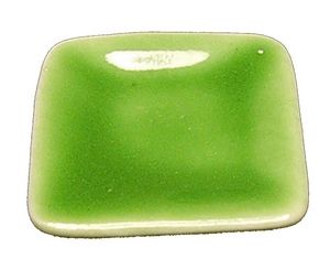 Dollhouse Green Square Ceramic Serving Dish Plate 1:12 Scale Miniature - MiniatureCrush